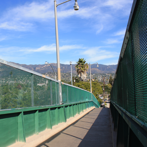 The Westside Bridge walking path over the 101 Freeway